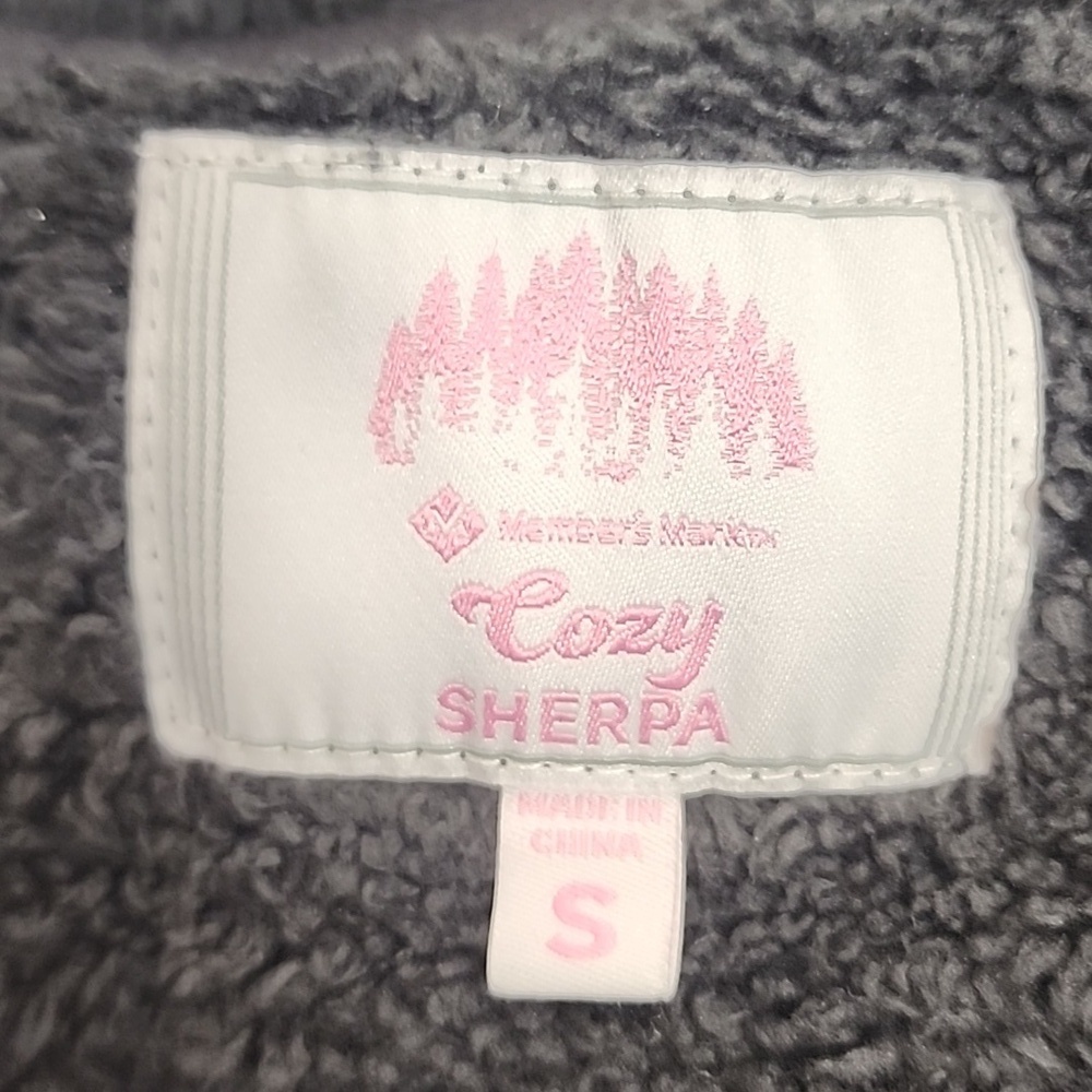 Members Mark cozy Sherpa sz S super soft charcoal zipper tie pullover. Warm cozy - Picture 5 of 6